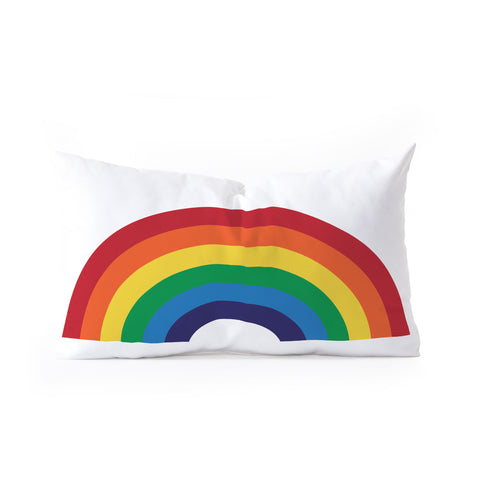CynthiaF 70s Love Rainbow Oblong Throw Pillow