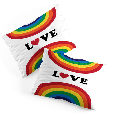 CynthiaF 70s Love Rainbow Pillow Shams