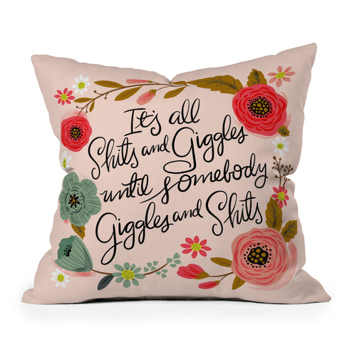 CynthiaF Pretty Sweary Shits n Giggles Outdoor Throw Pillow