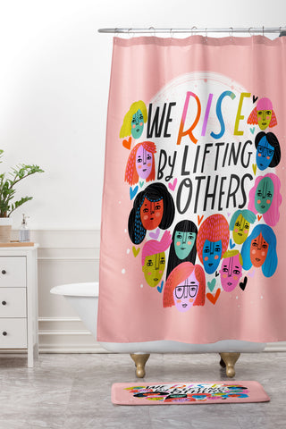 CynthiaF We Rise by Lifting Others Shower Curtain And Mat