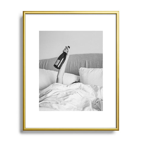 Dagmar Pels Champagne In Bed Black And White Metal Framed Art Print