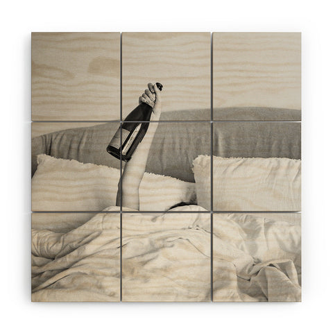 Dagmar Pels Champagne In Bed Black And White Wood Wall Mural