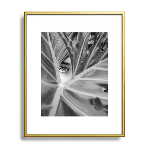 Dagmar Pels Mysterious Girl Palm Leaf Metal Framed Art Print