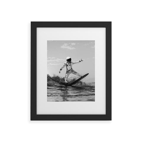 Dagmar Pels Space Surfer Black And White Framed Art Print