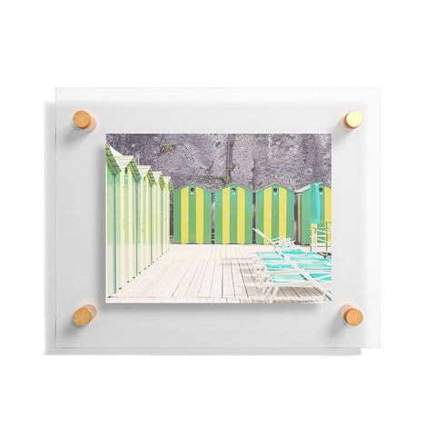 Dagmar Pels Striped Beach Huts Sorrento Floating Acrylic Print