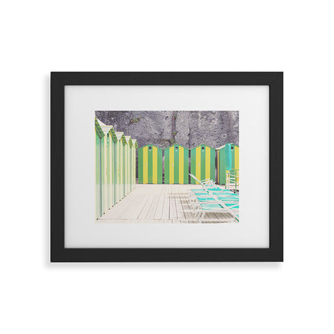 Dagmar Pels Striped Beach Huts Sorrento Framed Art Print