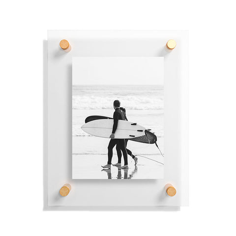 Dagmar Pels Surfer Couple Cool BW Surf Floating Acrylic Print