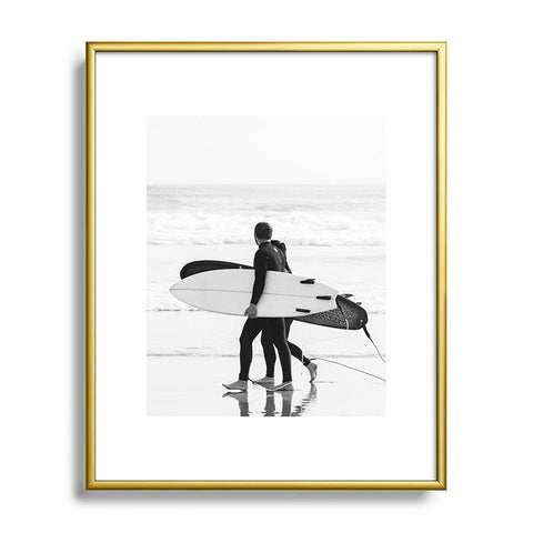 Dagmar Pels Surfer Couple Cool BW Surf Metal Framed Art Print