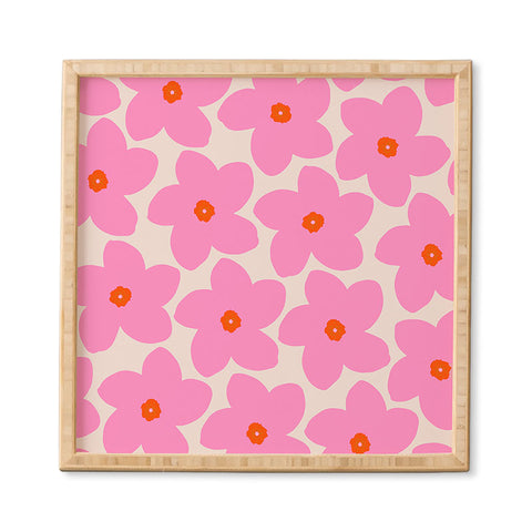 Daily Regina Designs Abstract Retro Flower Pink Framed Wall Art
