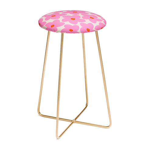 Daily Regina Designs Abstract Retro Flower Pink Counter Stool