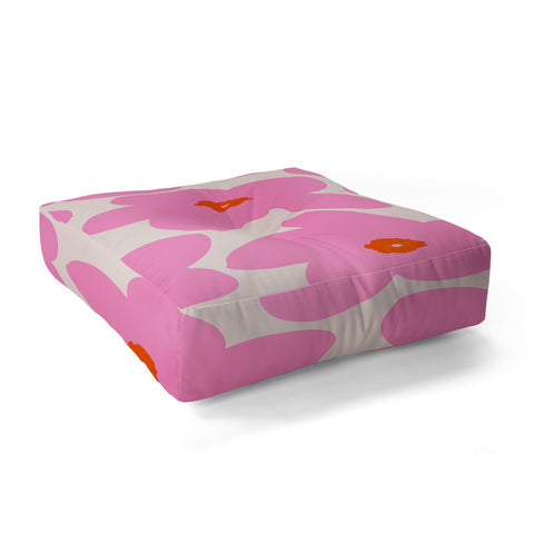 Daily Regina Designs Abstract Retro Flower Pink Floor Pillow Square