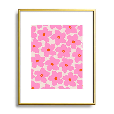 Daily Regina Designs Abstract Retro Flower Pink Metal Framed Art Print