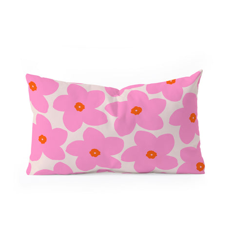 Daily Regina Designs Abstract Retro Flower Pink Oblong Throw Pillow