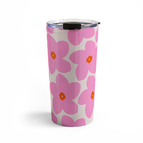 Daily Regina Designs Abstract Retro Flower Pink Travel Mug