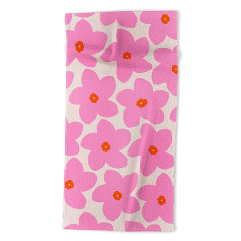 Daily Regina Designs Abstract Retro Flower Pink Beach Towel
