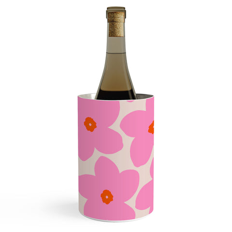 Daily Regina Designs Abstract Retro Flower Pink Wine Chiller