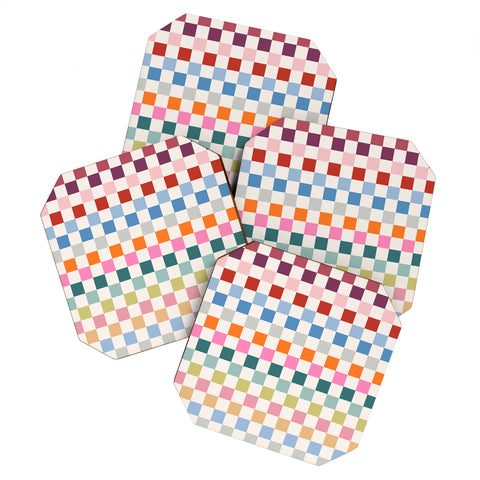 Daily Regina Designs Checkered Retro Colorful Coaster Set