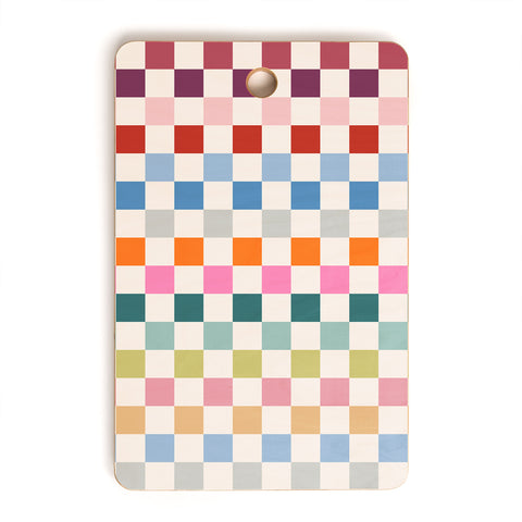 Daily Regina Designs Checkered Retro Colorful Cutting Board Rectangle