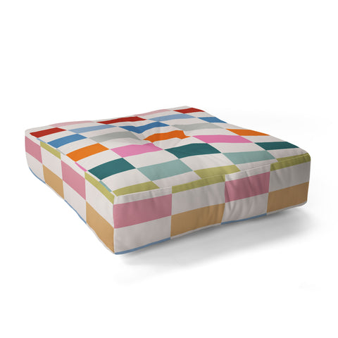 Daily Regina Designs Checkered Retro Colorful Floor Pillow Square