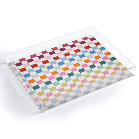 Daily Regina Designs Checkered Retro Colorful Acrylic Tray