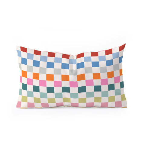 Daily Regina Designs Checkered Retro Colorful Oblong Throw Pillow