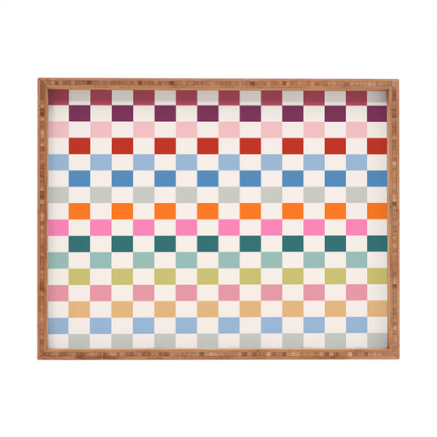 Daily Regina Designs Checkered Retro Colorful Rectangular Tray