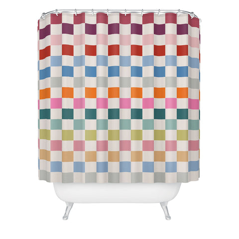 Daily Regina Designs Checkered Retro Colorful Shower Curtain