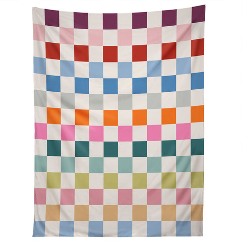 Daily Regina Designs Checkered Retro Colorful Tapestry
