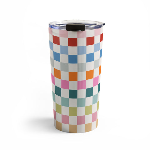 Daily Regina Designs Checkered Retro Colorful Travel Mug