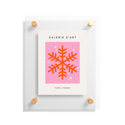 Daily Regina Designs Christmas Print Snowflake Pink Floating Acrylic Print