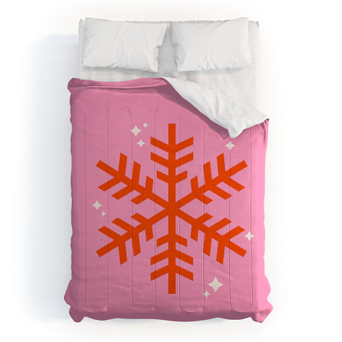 Daily Regina Designs Christmas Print Snowflake Pink Comforter