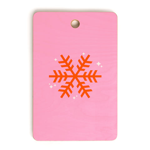 Daily Regina Designs Christmas Print Snowflake Pink Cutting Board Rectangle