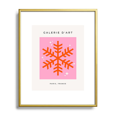 Daily Regina Designs Christmas Print Snowflake Pink Metal Framed Art Print