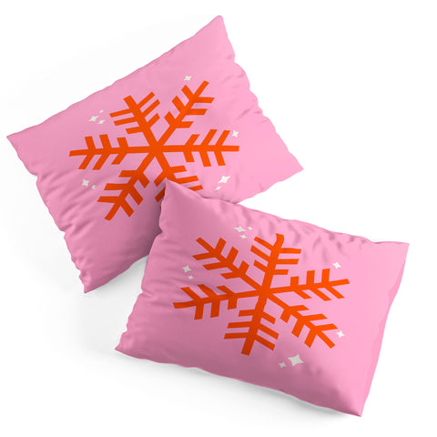Daily Regina Designs Christmas Print Snowflake Pink Pillow Shams