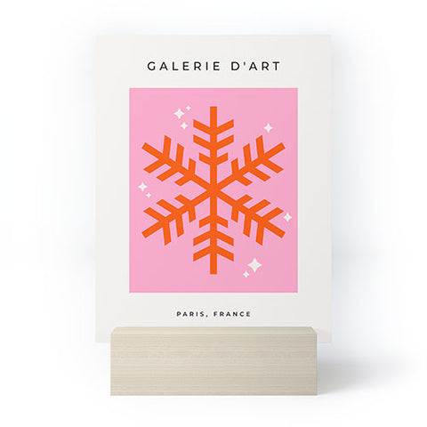 Daily Regina Designs Christmas Print Snowflake Pink Mini Art Print
