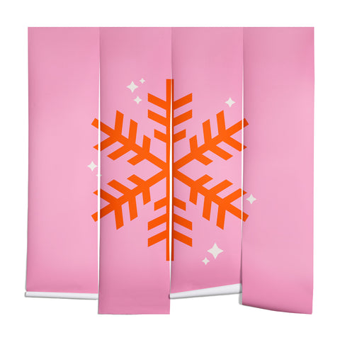 Daily Regina Designs Christmas Print Snowflake Pink Wall Mural