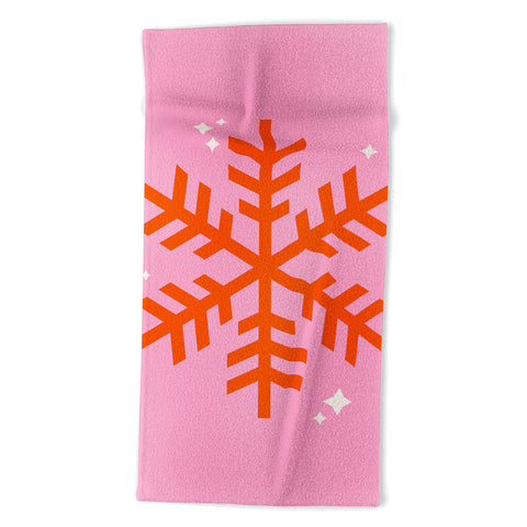 Daily Regina Designs Christmas Print Snowflake Pink Beach Towel