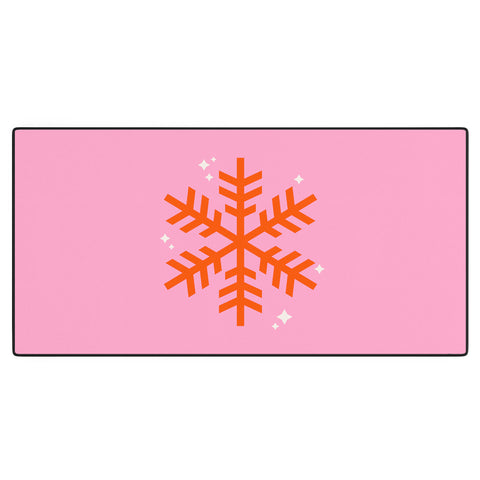 Daily Regina Designs Christmas Print Snowflake Pink Desk Mat