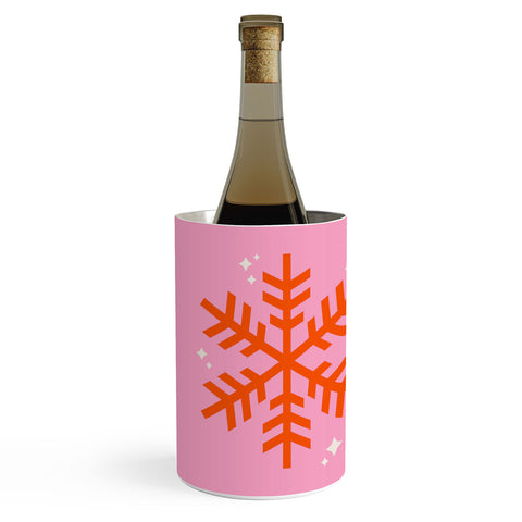 Daily Regina Designs Christmas Print Snowflake Pink Wine Chiller