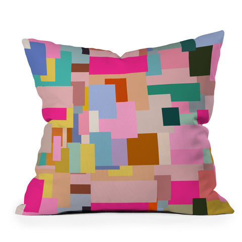 Daily Regina Designs Color Block Print Mid Century Outdoor Throw Pillow
