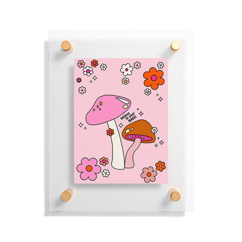 Daily Regina Designs Colorful Mushrooms And Flowers Floating Acrylic Print