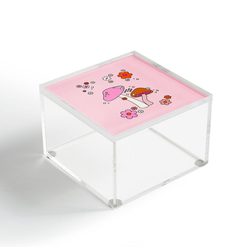Daily Regina Designs Colorful Mushrooms And Flowers Acrylic Box