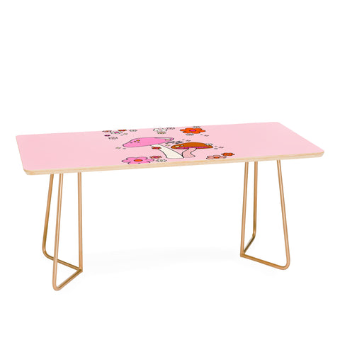 Daily Regina Designs Colorful Mushrooms And Flowers Coffee Table