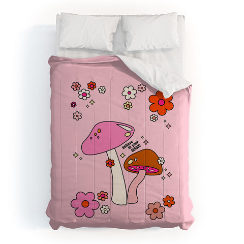 Daily Regina Designs Colorful Mushrooms And Flowers Comforter