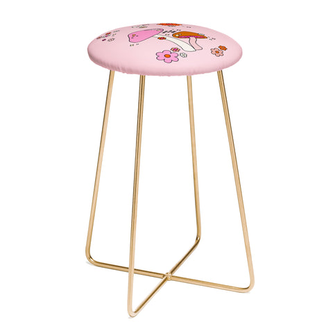 Daily Regina Designs Colorful Mushrooms And Flowers Counter Stool