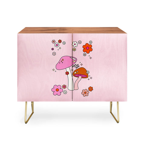 Daily Regina Designs Colorful Mushrooms And Flowers Credenza