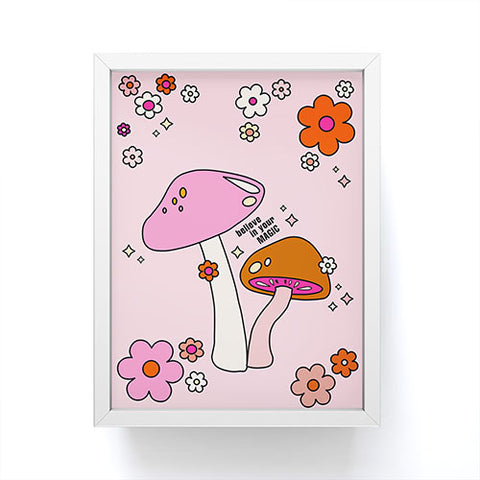 Daily Regina Designs Colorful Mushrooms And Flowers Framed Mini Art Print