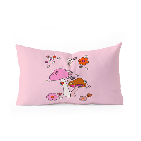 Daily Regina Designs Colorful Mushrooms And Flowers Oblong Throw Pillow