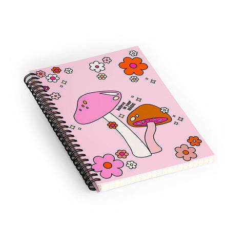 Daily Regina Designs Colorful Mushrooms And Flowers Spiral Notebook