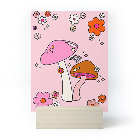 Daily Regina Designs Colorful Mushrooms And Flowers Mini Art Print